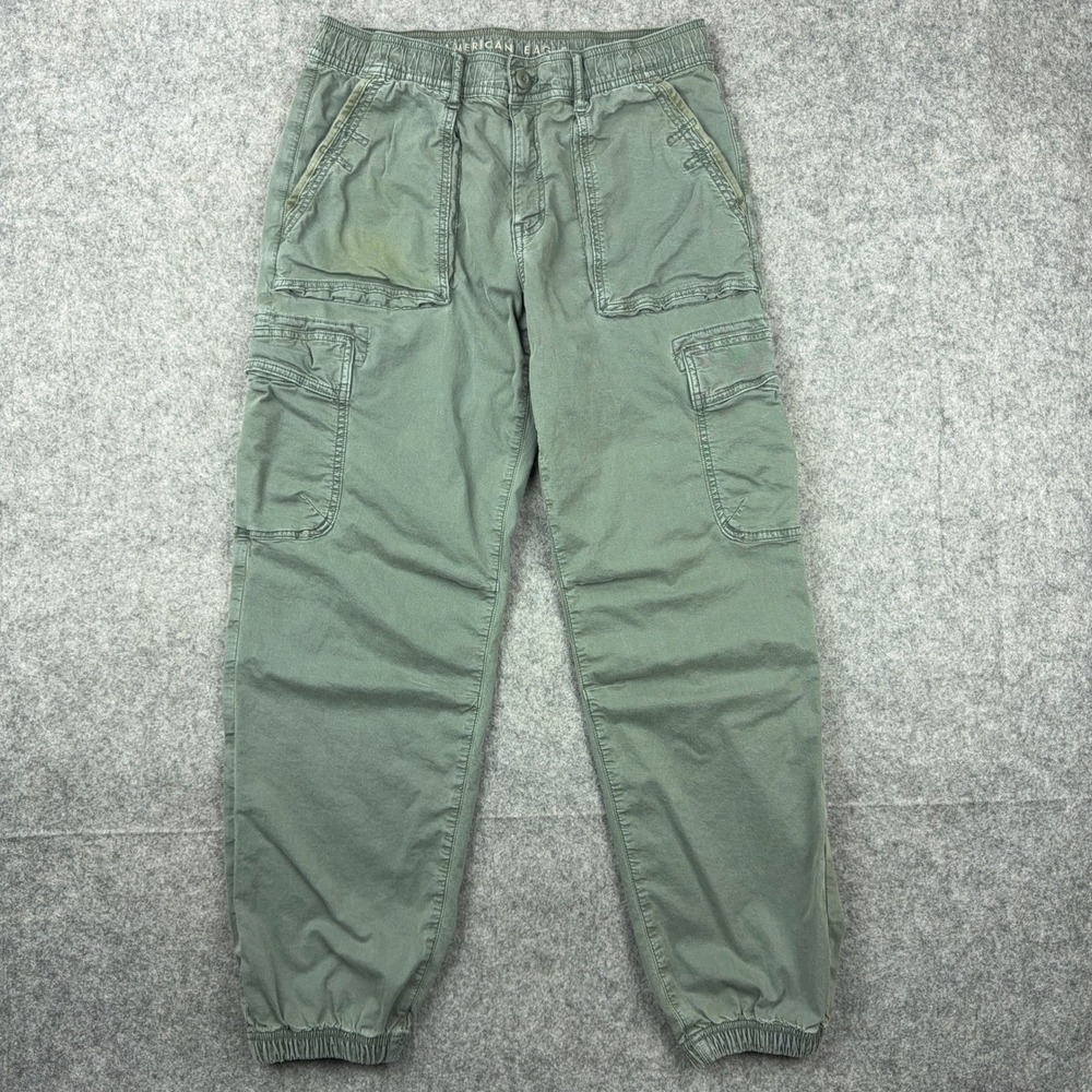 American Eagle Cargo Pants Women 6 Green Baggy Jogger Stretch Utility Hiking Y2K